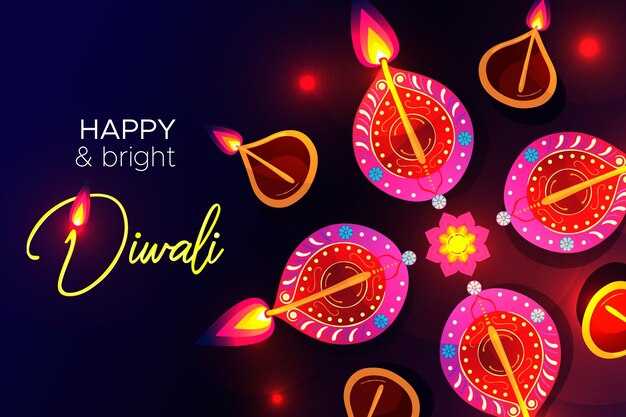 Happy diwali concept in flat design