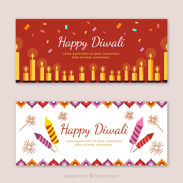 Free Vector happy diwali decorative banners