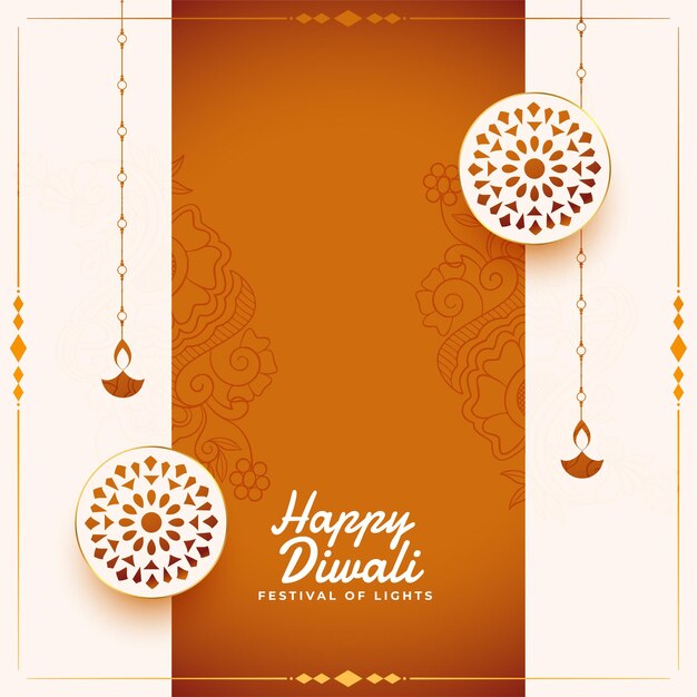 Happy diwali decorative greeting with text space