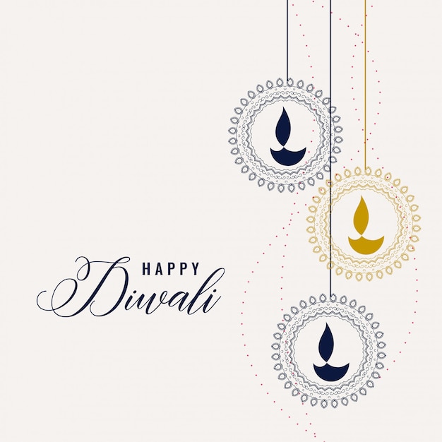 Free vector happy diwali decorative lamps background