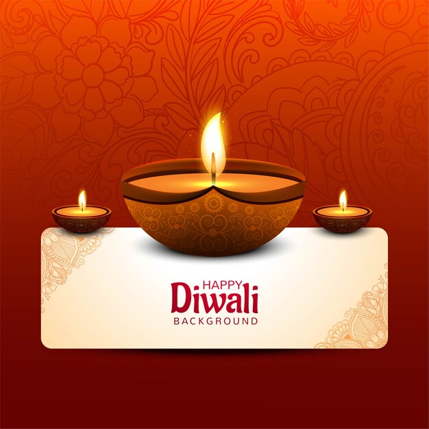 Happy diwali decorative oil lamp festival card background