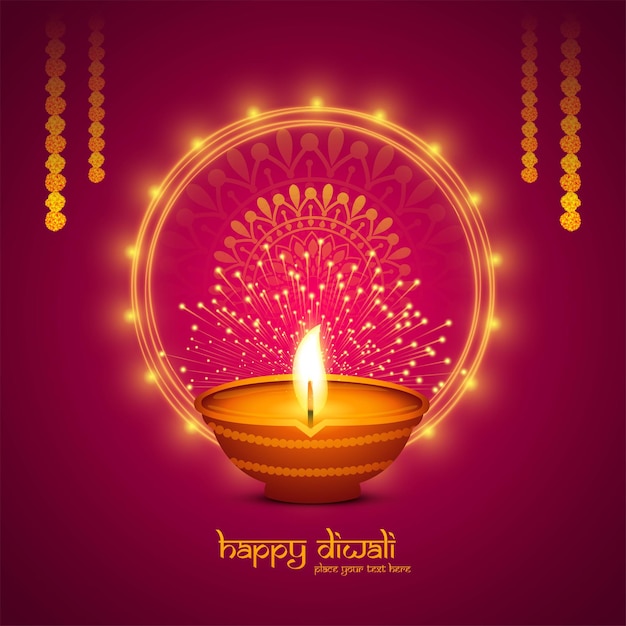 Happy diwali decorative oil lamp festival celebration card background