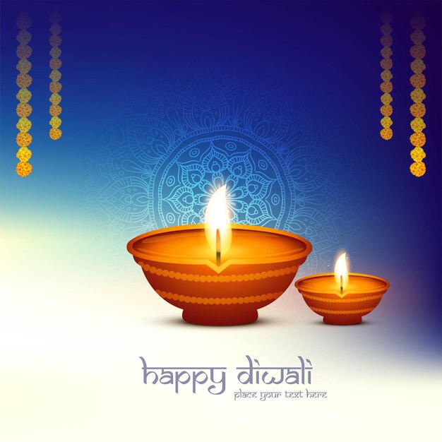 Happy diwali decorative oil lamp festival celebration card background