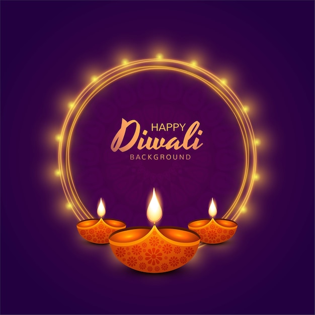 Free Vector happy diwali diya lamps holiday card celebration background