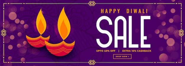 Happy diwali diya purple sale banner