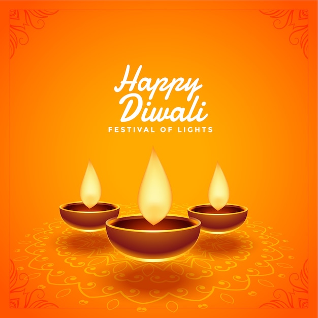 Happy diwali festival beautiful diya background