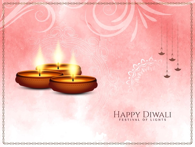 Happy Diwali festival celebration beautiful watercolor background