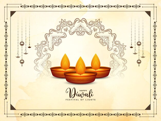 Happy Diwali festival celebration classic background with diya