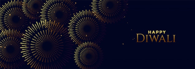 Free Vector happy diwali festival firework celebration banner