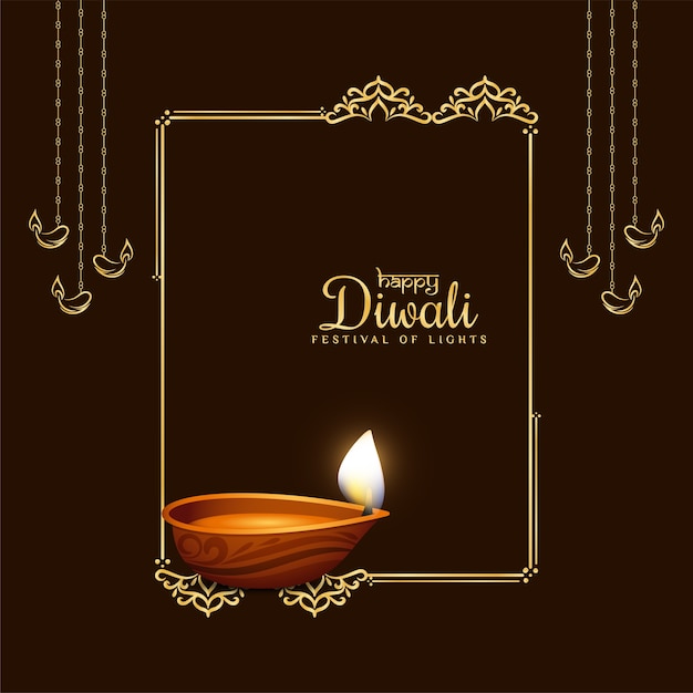 Happy Diwali festival golden frame stylish background 