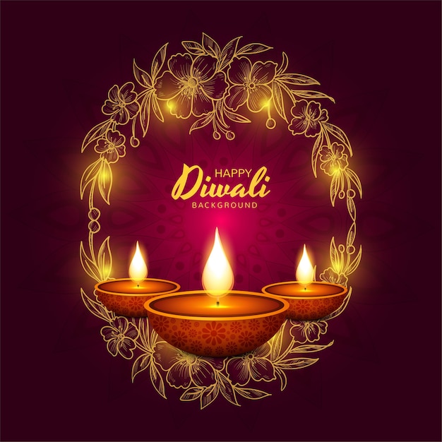 Free Vector happy diwali festival of lights celebration card background