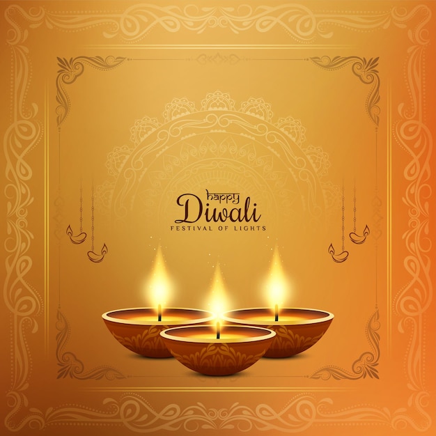 Happy Diwali festival stylish yellow background illustration vector