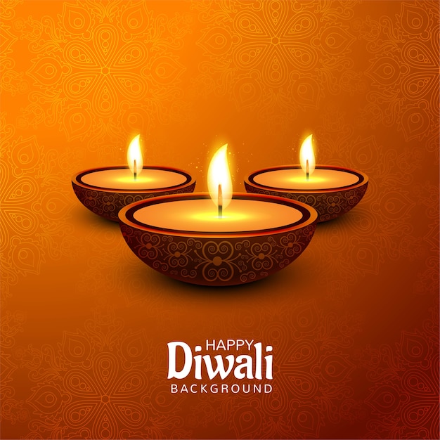 Happy Diwali festival with decorative oil lamp celebration card background