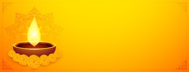 Free vector happy diwali festival yellow banner design