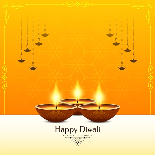 Happy Diwali festival yellow color background 