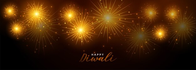 Happy diwali fireworks festival celebration banner