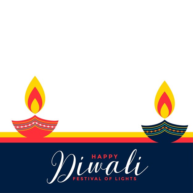 Happy diwali flat decorative diya card design