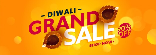 Happy diwali grand sale yellow banner 