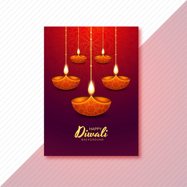 Happy diwali greeting card with decorative oil lamp