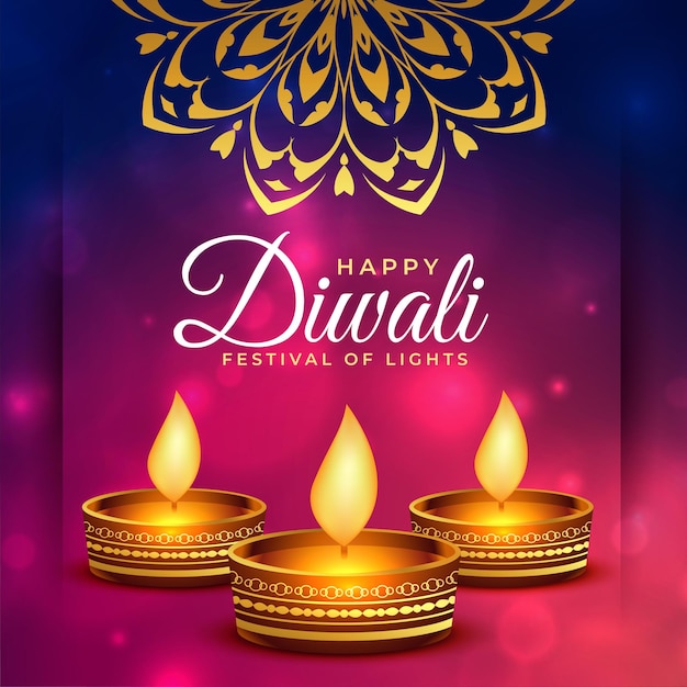 Free Vector happy diwali greeting with beautiful colors