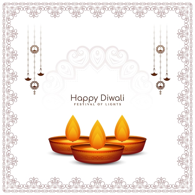 Happy Diwali indian cultural festival classic background with diya