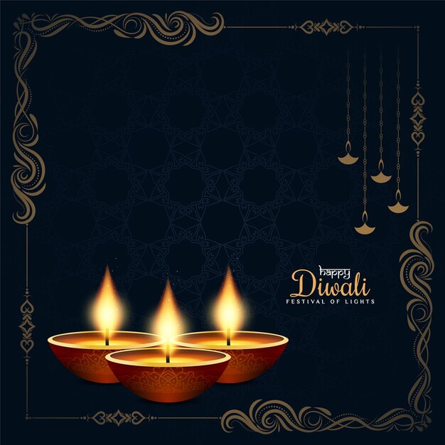 Happy Diwali Indian festival decorative frame background vector