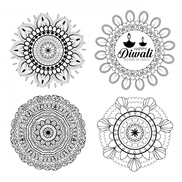 Happy diwali mandalas collection