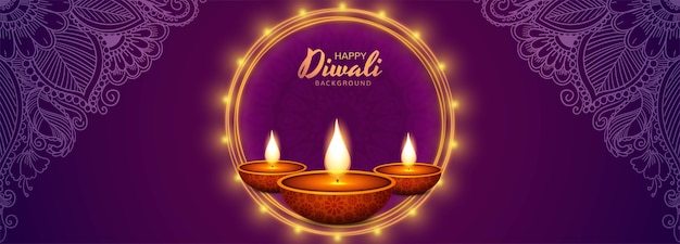 Happy diwali oil lamp celebration banner background