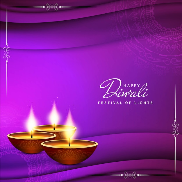 Happy Diwali religious greeting violet background