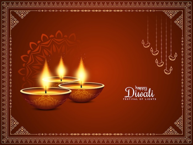 Happy Diwali religious Indian festival background with lamps