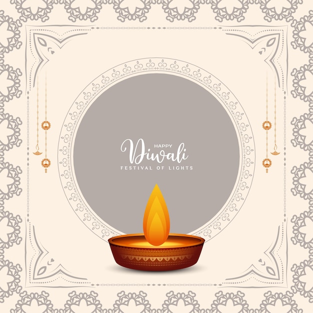 Happy Diwali traditional festival artistic background with diya