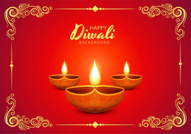 Happy diwali traditional indian diya oil lamp celebration background