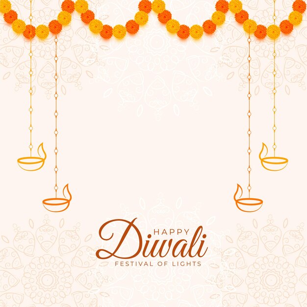 Happy diwali traditional white decorative background