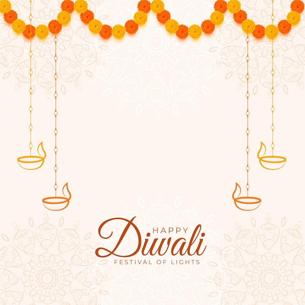 Happy diwali traditional white decorative background