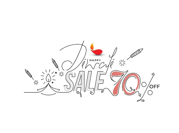 Free vector happy diwali with 70 off text design abstract vector illustration