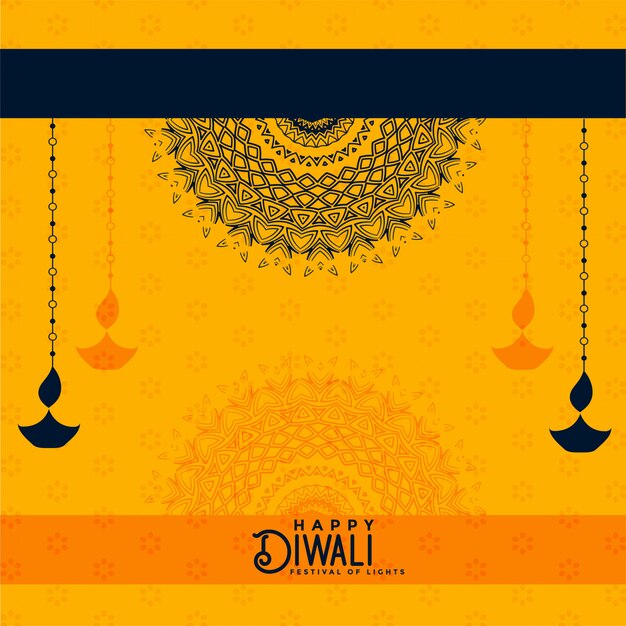 Happy diwali yellow decorative background