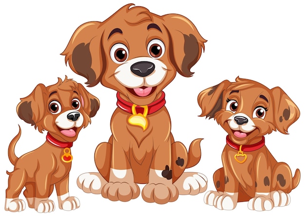 Free Vector happy dog and puppy in cartoon style