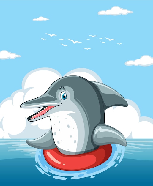 Free vector happy dolphin in the ocean