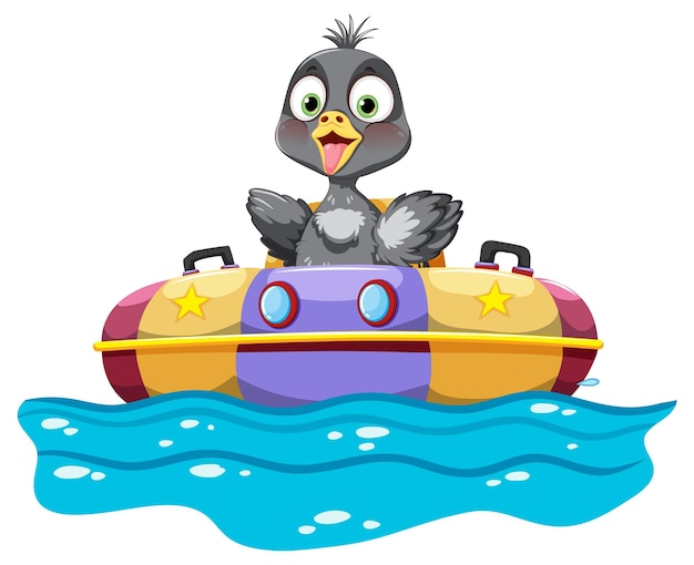 Free Vector happy duck on a colorful bumper boat