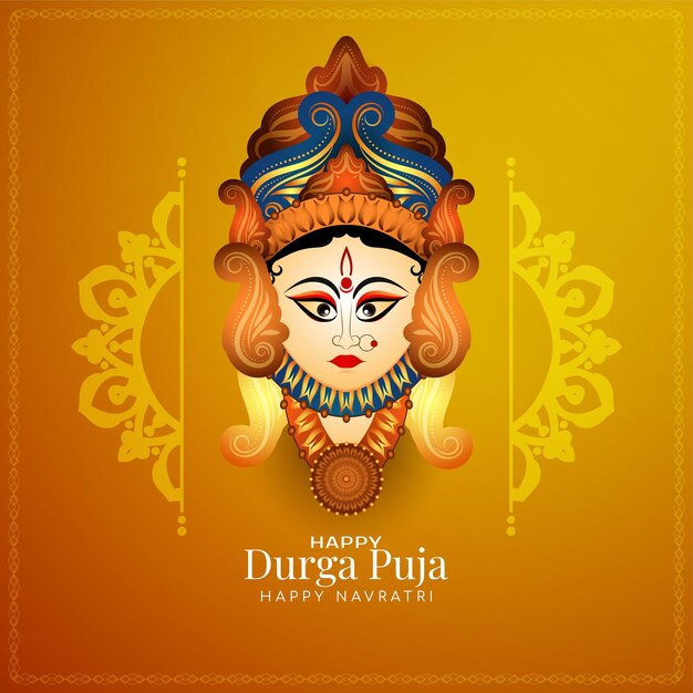 Happy Durga puja and happy Navratri goddess worship festival background