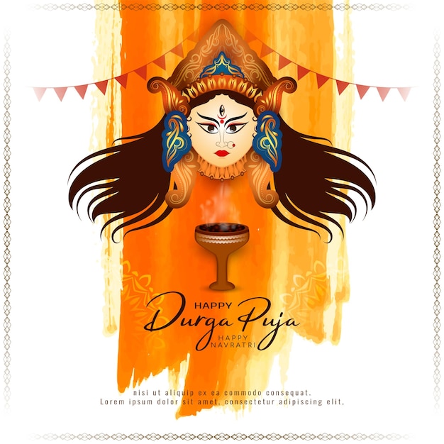 Happy Durga puja and happy Navratri goddess worship festival background