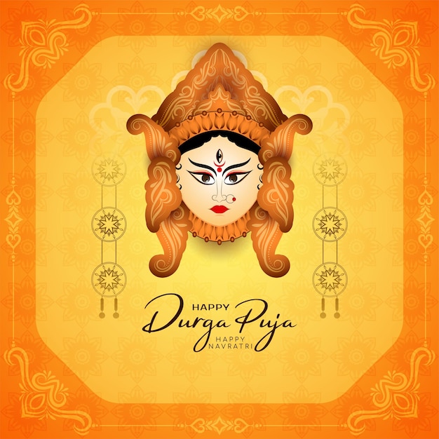 Happy Durga puja and happy Navratri goddess worship festival background