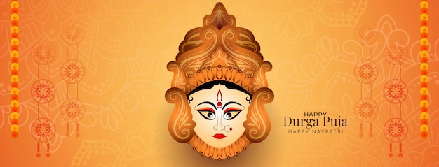 Free Vector happy durga puja and navratri indian religious festival banner design