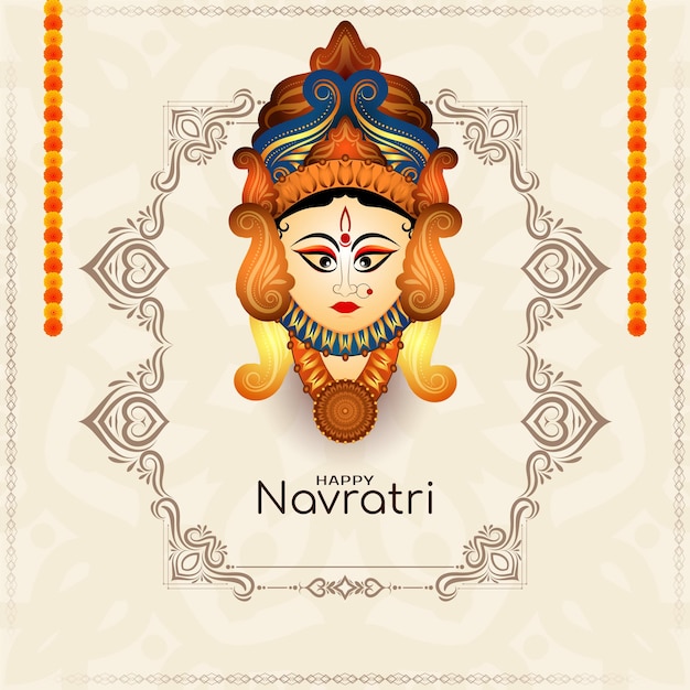 Free Vector happy durga puja and navratri indian traditional festival celebration card