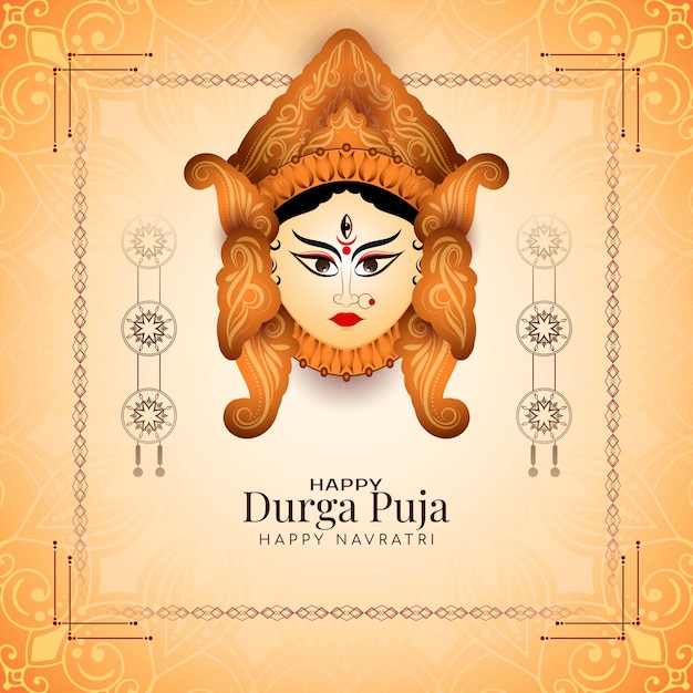 Free vector happy durga puja and navratri traditional festival greeting card