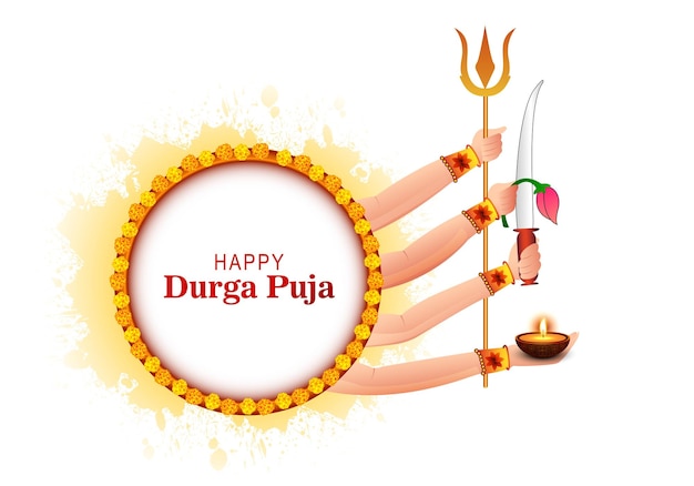 Happy durga puja religious indian festival traditional card background