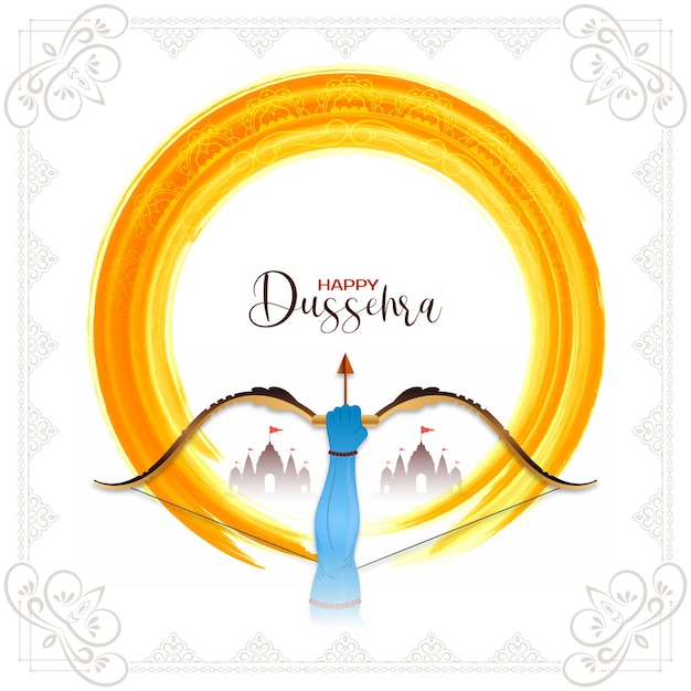 Happy Dussehra festival background with arrow and bow design