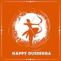 Free vector happy dussehra festival card with lord rama silhouette