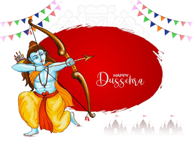 Free Vector happy dussehra festival mythological background design vector