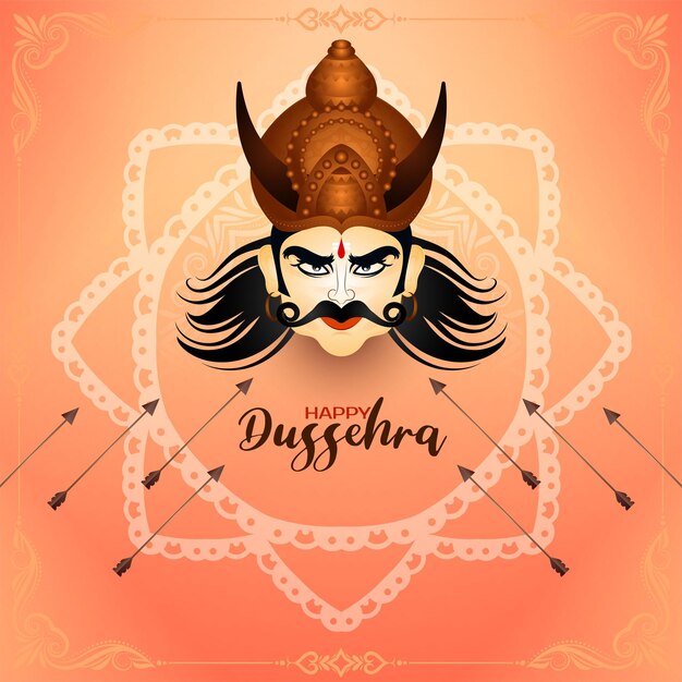 Happy Dussehra festival Ravana killing background design